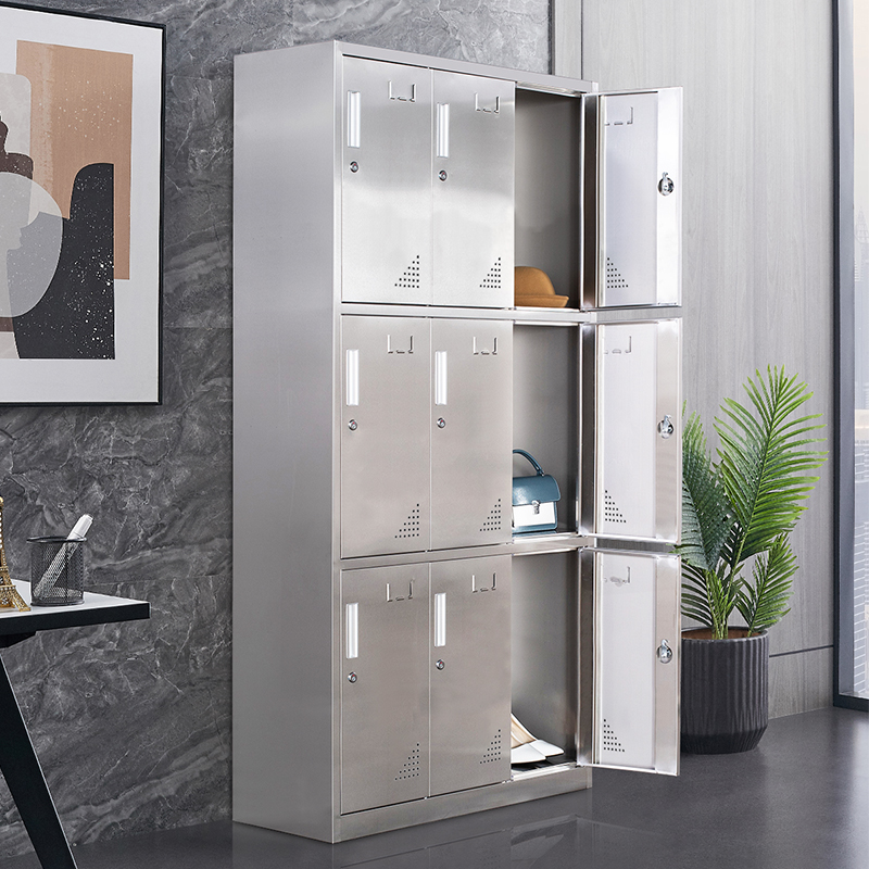 304 stainless steel locker 9 doors employee locker factory nine shoe cabinet bathroom gym lock with lock