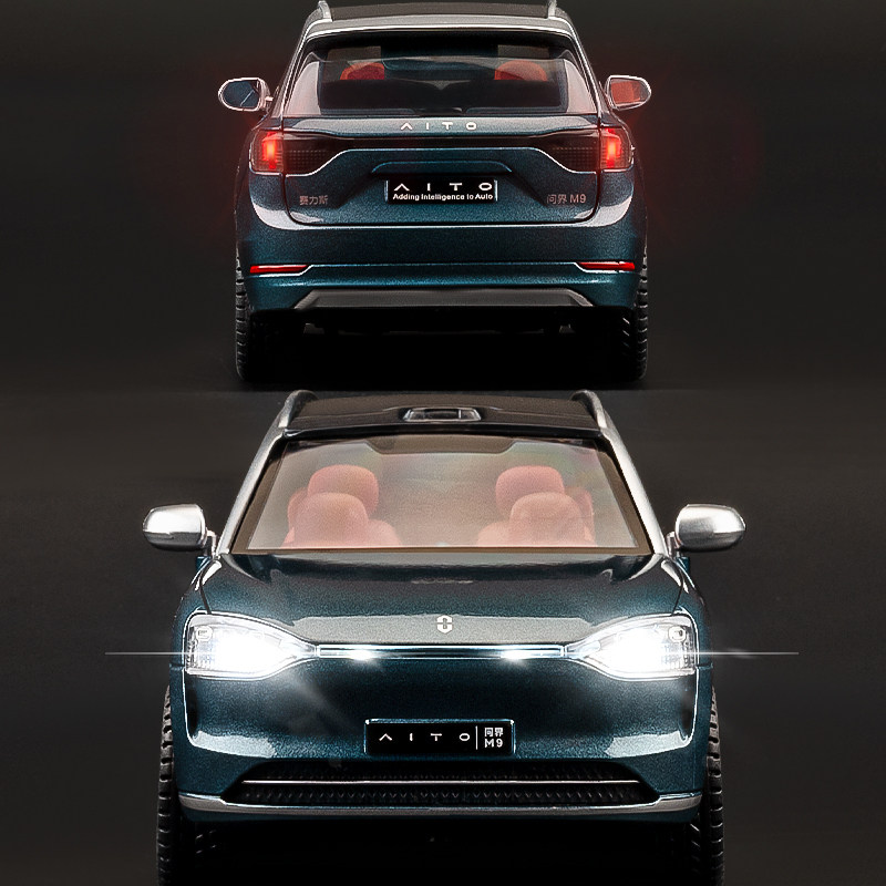 Large 1:24 Scale Wunjie M9 Car Model Alloy New Energy Vehicle Pull-Back Gift Ornament M7 Sailaisi Toy Car Model