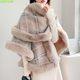 Autumn and winter new one-piece velvet plaid shawl design sense niche thickened lazy wind cape coat female hooded cape