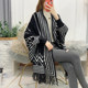 Autumn and winter cloak shawl sweater women's mid-length imitation mink velvet tassel bat style wearable knitted cardigan