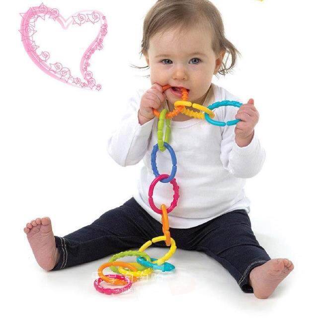 Baby and toddler exercise grip Rainbow circle hand grasp connection ring Baby toddler toy hanging tooth fixer nine-ring set