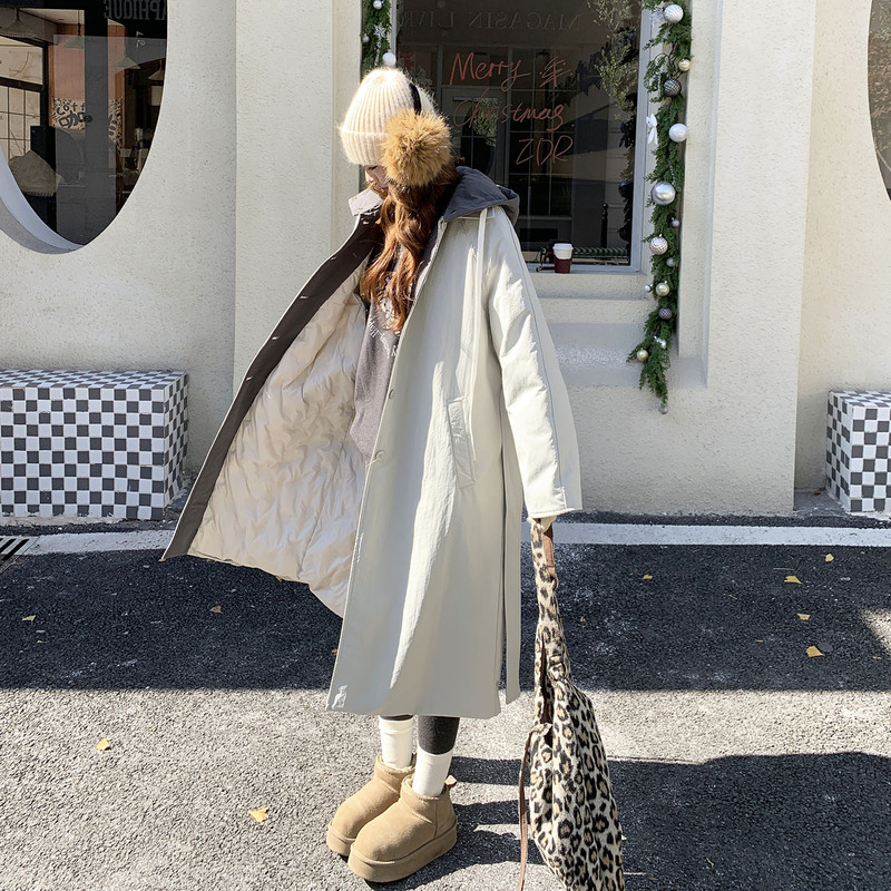 Lightweight Parka down Jacket for Women, Winter 2026 New Popular Mid-Length Style, Patchwork White Duck down Lining Trench Coat
