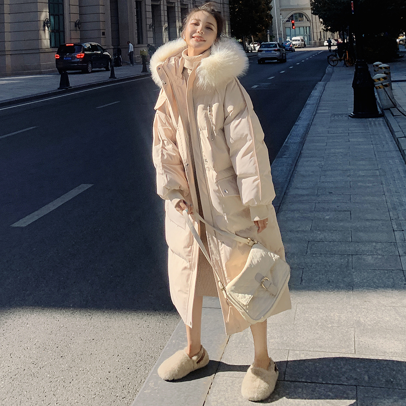 White big hair cotton cotton clothes in 2023 new medium - long plus thicker bread coat for cotton jacket winter