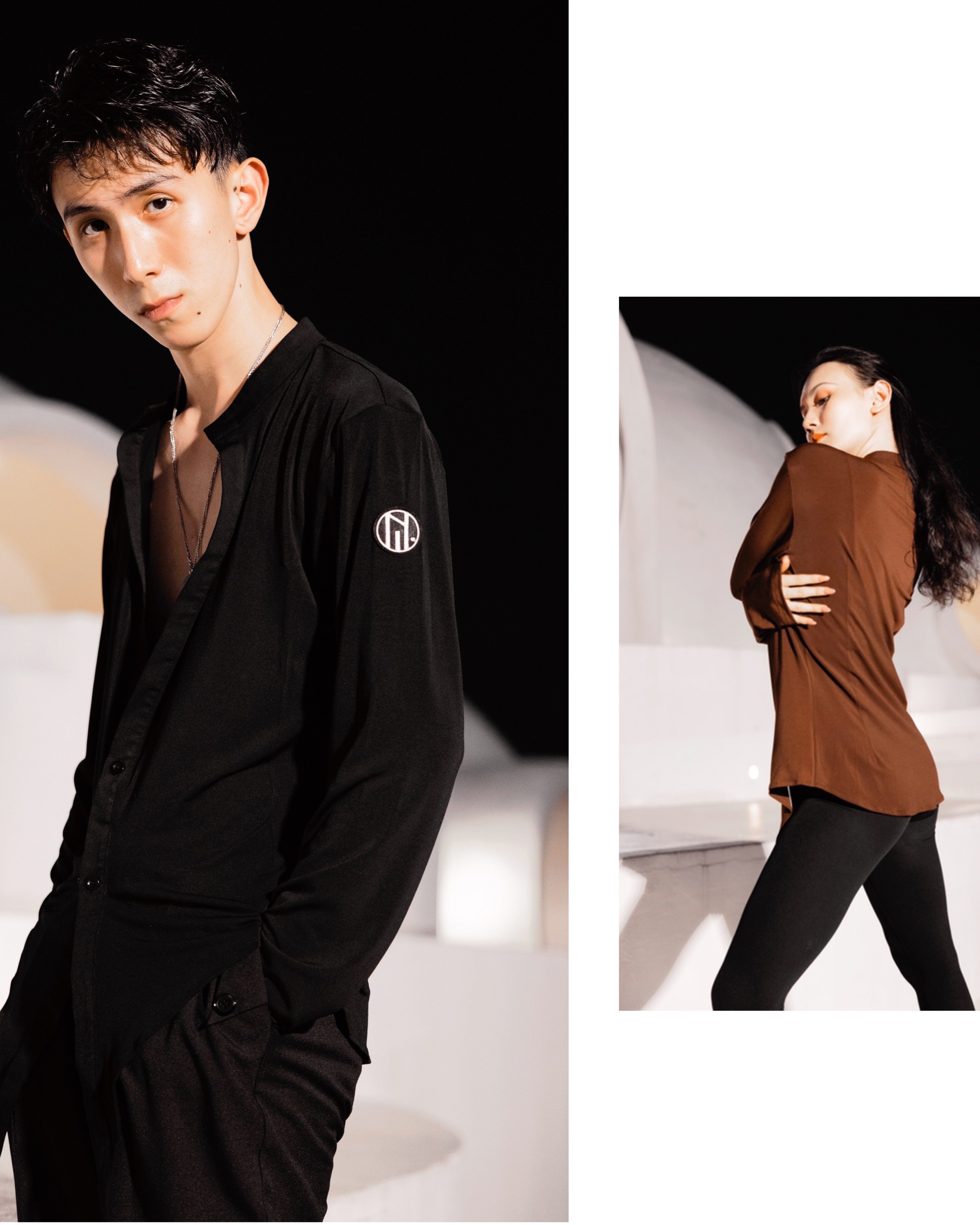 (DUYQ) Treasure national standard men's deep V long sleeve Latin practice dance uniform with precisely black blouses 019