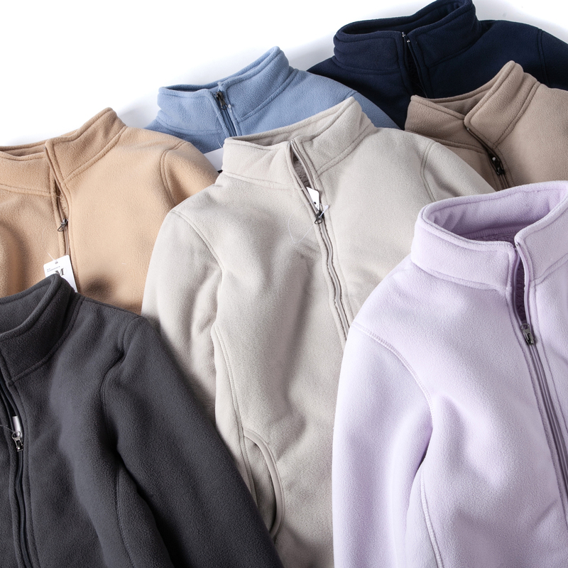 American Retro Double-Layer Composite Fleece-Lined Thickened Lamb Fleece Polar Fleece Stand Collar Unisex Jacket for Autumn and Winter