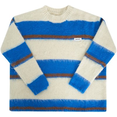 GMETRYART (Gemi) mohair hit color striped sweater autumn and winter woolen couple Korean version loose and warm