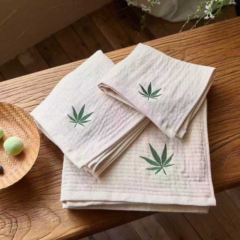 【Hemp Washcloth Three-Piece Set】Square Towel + Long Towel + Bath Towel Gift Box Set Jml