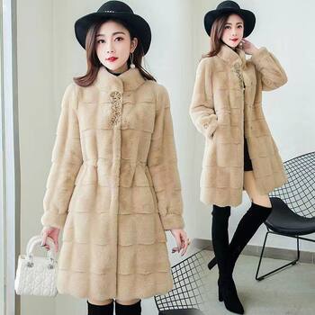 Danish mink coat women's 2025 new autumn and winter mid-length high-end fur one-piece fur woolen coat