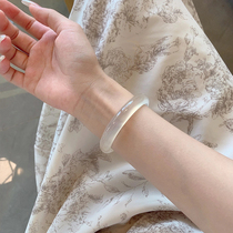 Chalcedony Bracelet Womens Ice White Moonlight High Ice Transparent Jade Bracelet Lychee Frozen Jade Bracelet Mothers Gift for Mom