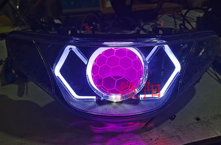 Microyang Fuxi Electric Car Headlight Assembly Retrofit LED Dual Light Lens Angel Eye Turn Light Devil Toning LED-Taobao