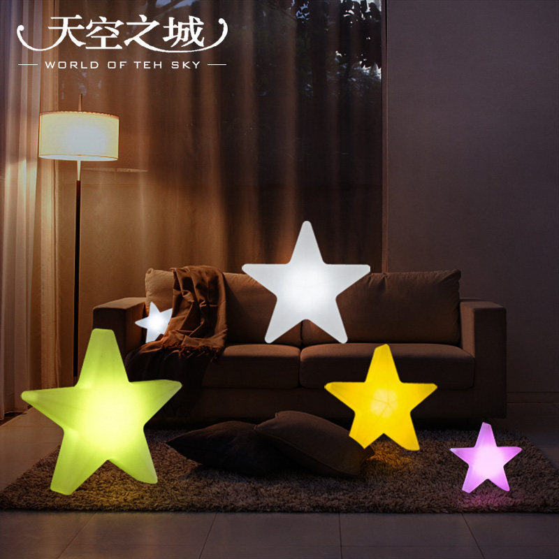 Glowing star light string porch corridor night light net red outdoor hanging ceiling charging colorful stage handheld five