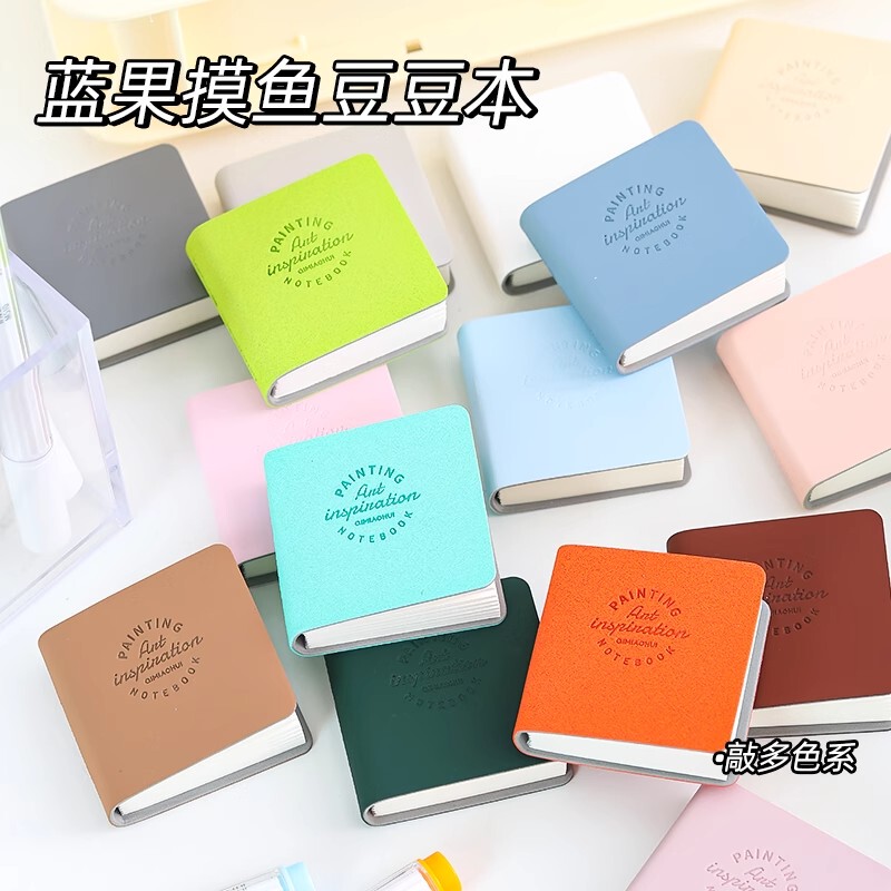 Blue Fruit Pocket Notebook Doudou Notebook Pu Cover Spiral Bound Blank Pages Student Drawing Journal Multicolor Mini Small