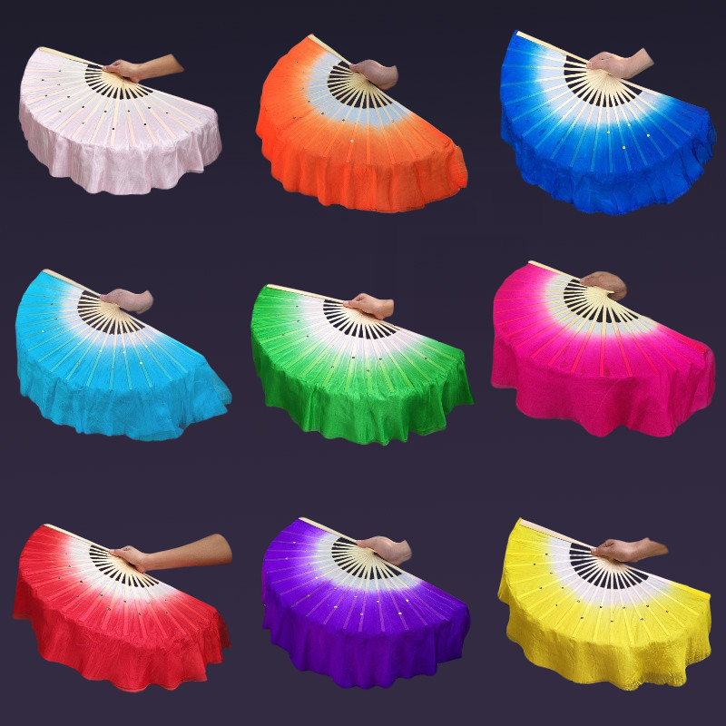 Dance Fan Real Silk Adult Dancing Fan One Size Gluten Canton Song Fan Acting Fan Nursery School Children Performance Fan