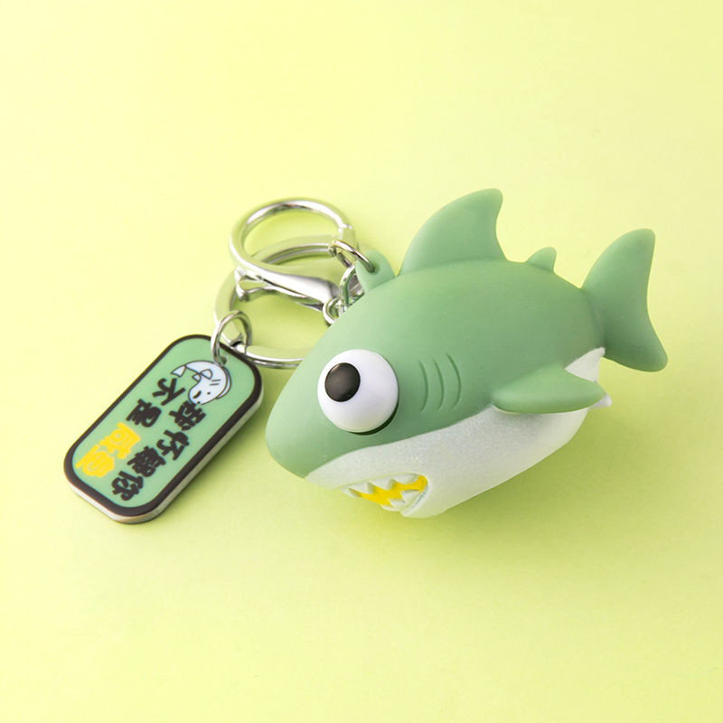 Keychain pendant decompression doll cartoon creative little shark net red key ring chain couple school bag pendant #