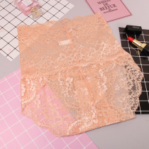 夏季高腰收腹无痕透明内裤蕾丝女性感提臀花边三角裤