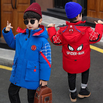 Boy Spider-Man Long Cotton Suit Children Thick Warm Hood Cotton Clothes Childrens Wear Mens Treasure Jacket Top