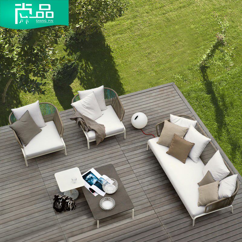 Outdoor sofa courtyard balcony combination open-air leisure rattan sofa garden rattan sofa furniture villa model room