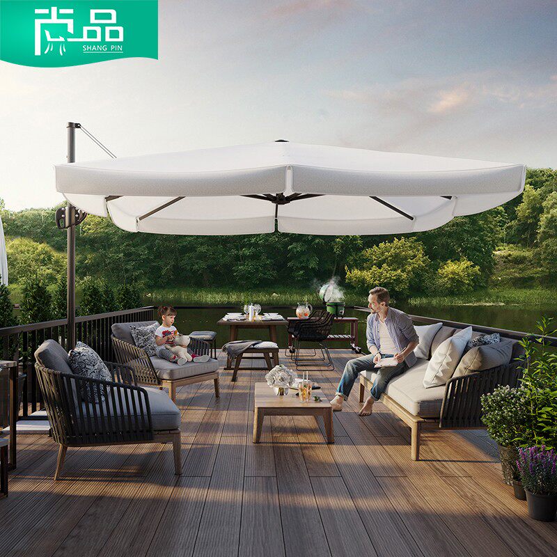 Teak Outdoor Sofa Courtyard Leisure Balcony Rattan Sofa Outdoor Garden Solid Wood Rainproof and Sunscreen Hotel Furniture