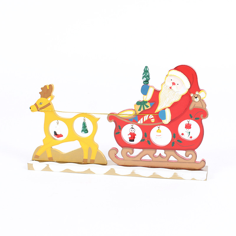 Wooden Santa Claus deer sleigh car elk shaped desktop ornaments Christmas decorations home gifts