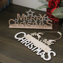 Christmas Wood Single-sided Letter Cards Hem Pendant Christmas Tree Accessories Tabletop Counter Christmas Decorations