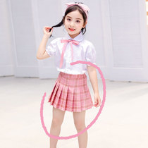 Girls pleated skirt Korean version of the new childrens skirt summer zhong da tong skirt College wind pupils skirt