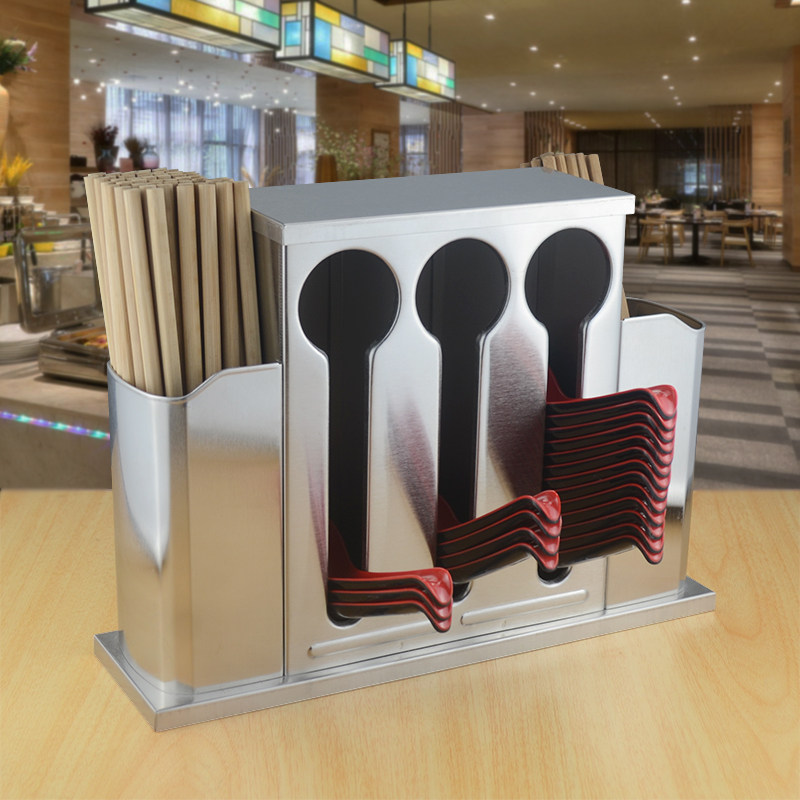 Stainless steel chopsticks soup spoon containing box tablespoon spoon containing layer rack dining room Chopsticks Spoon containing box