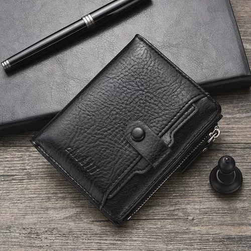 Ретро короткий маленький бумажник с молнией, универсальный трендовый кошелек