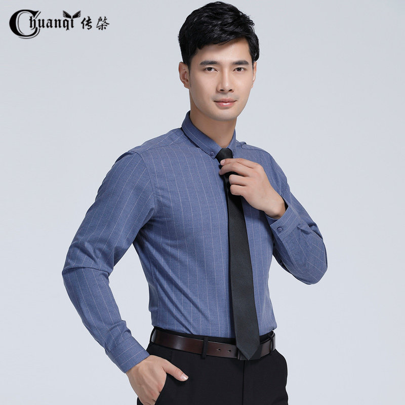 Shirt Men Professional Micro Business Leisure Flag Formula Youth Fix Strip Comfortable Long-sleeved Shirt