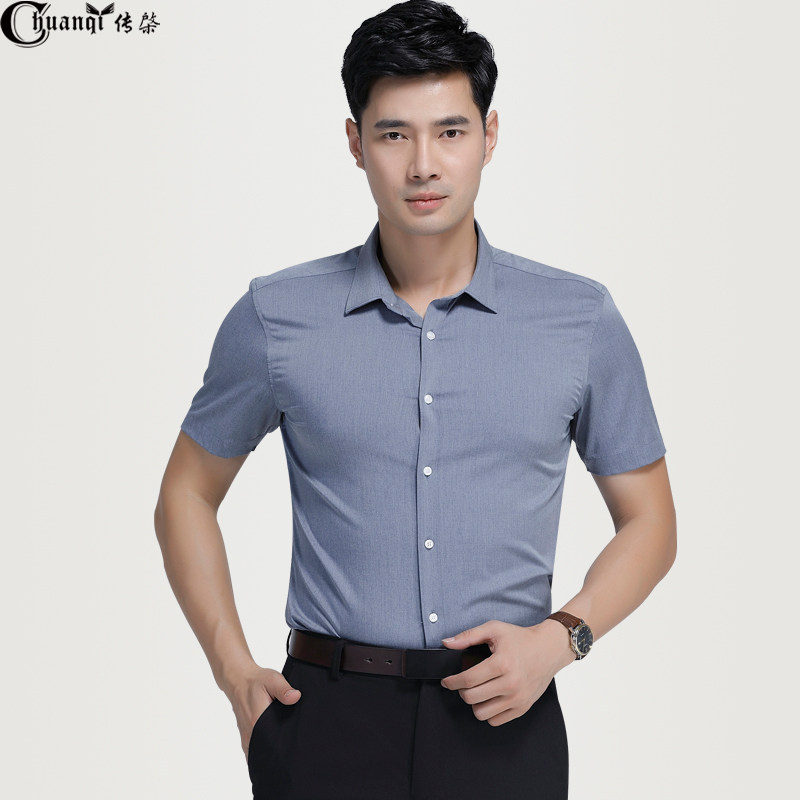 Biography Collar Shirts Men's Summer Thin career Short sleeves Leisure business Youth Recommended for ironing-free Fit Shirt