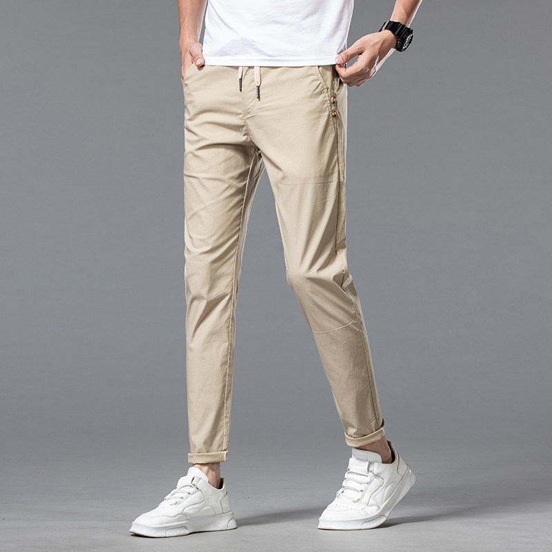 Chuanqi 2021 new comfortable breathable casual pants fashion slim small feet summer thin men's pants trendy men's trousers