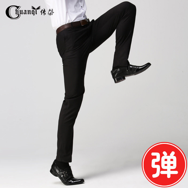 Biography ELASTIC Western pants Men's casual pants Boomers Han version Small feet Western clothing Pants Spring Summer Business Autumn/Winter Straight Cylinder Manmade Men's Pants