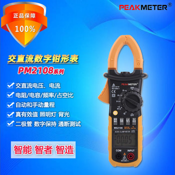 Peakmeter Huayi Pm2108 High-Precision Ac/Dc 600A Digital Clamp Ammeter for Electrical Maintenance