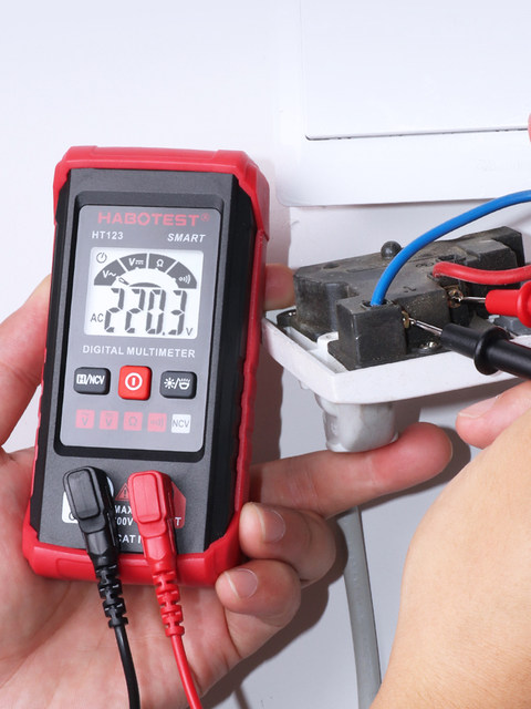 Habotest Ht123 Pocket-Sized Intelligent Fully Automatic Anti-Burn Digital Multimeter - No Need to Switch to a Beginner's Meter