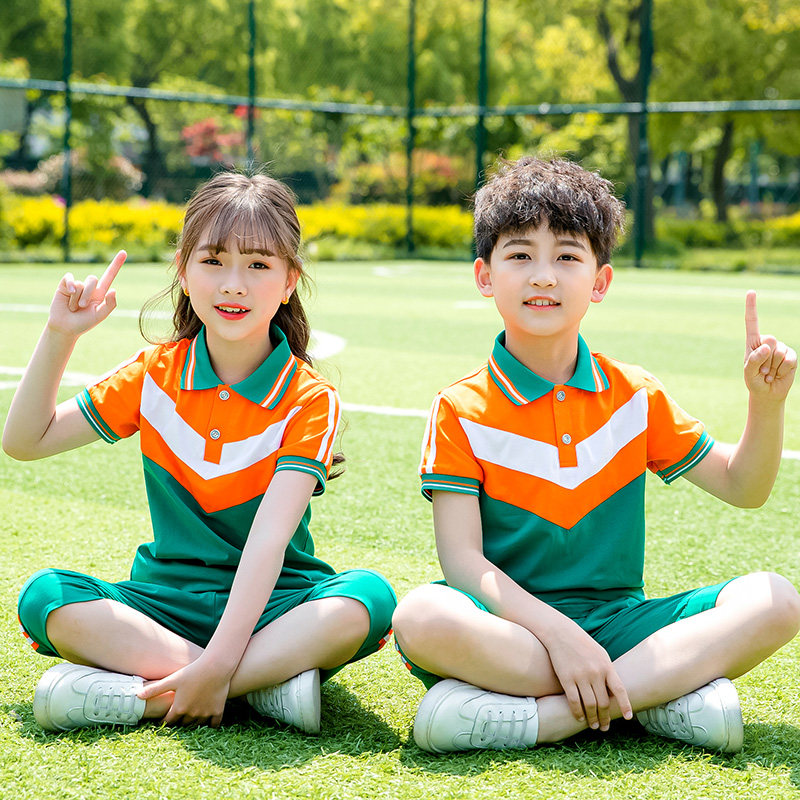 Kindergarten garden dress summer cotton three-piece male and female sports clothing elementary school uniform spring and autumn clothing