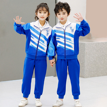 Elementary school uniforms blue sportswear short-sleeved sports meeting class clothes spring and autumn suits men and women summer garden clothes kindergarten