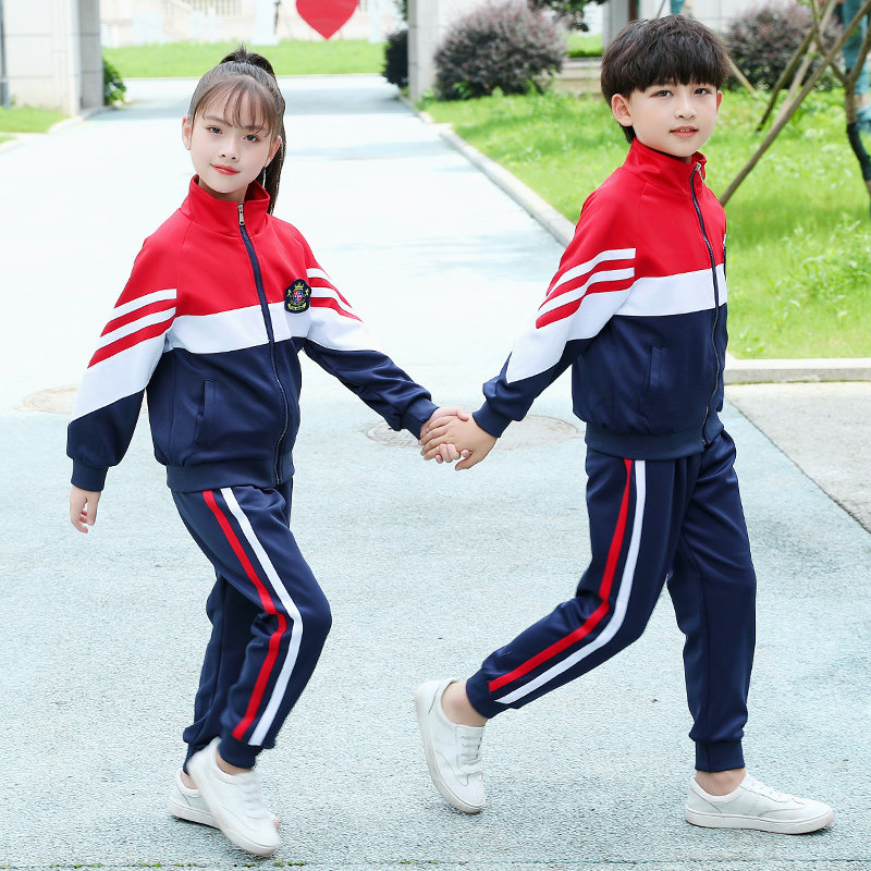 School uniforms for elementary school students Korean spring and autumn clothes first grade class uniforms spring and autumn custom long-sleeved children's red sports suits