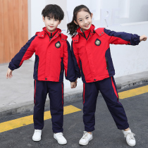 Primary school students three-in-one jackets childrens red class uniforms autumn and winter clothes school uniforms kindergarten garden clothes spring and autumn three-piece suit