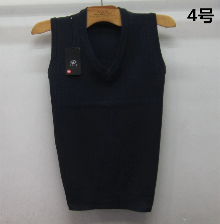 Mùa xuân và mùa thu dệt kim cardigan nam vest trung niên cha ông không tay áo len V-Cổ casual vest khoác len mỏng