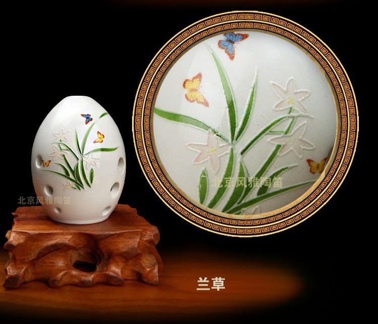 Gửi túi + hộp + thông tin! ! Đồ gốm sứ tráng men tám lỗ màu trắng quà tặng nhạc cụ lê 埙 (rửa miễn phí) - Nhạc cụ dân tộc tiêu trúc