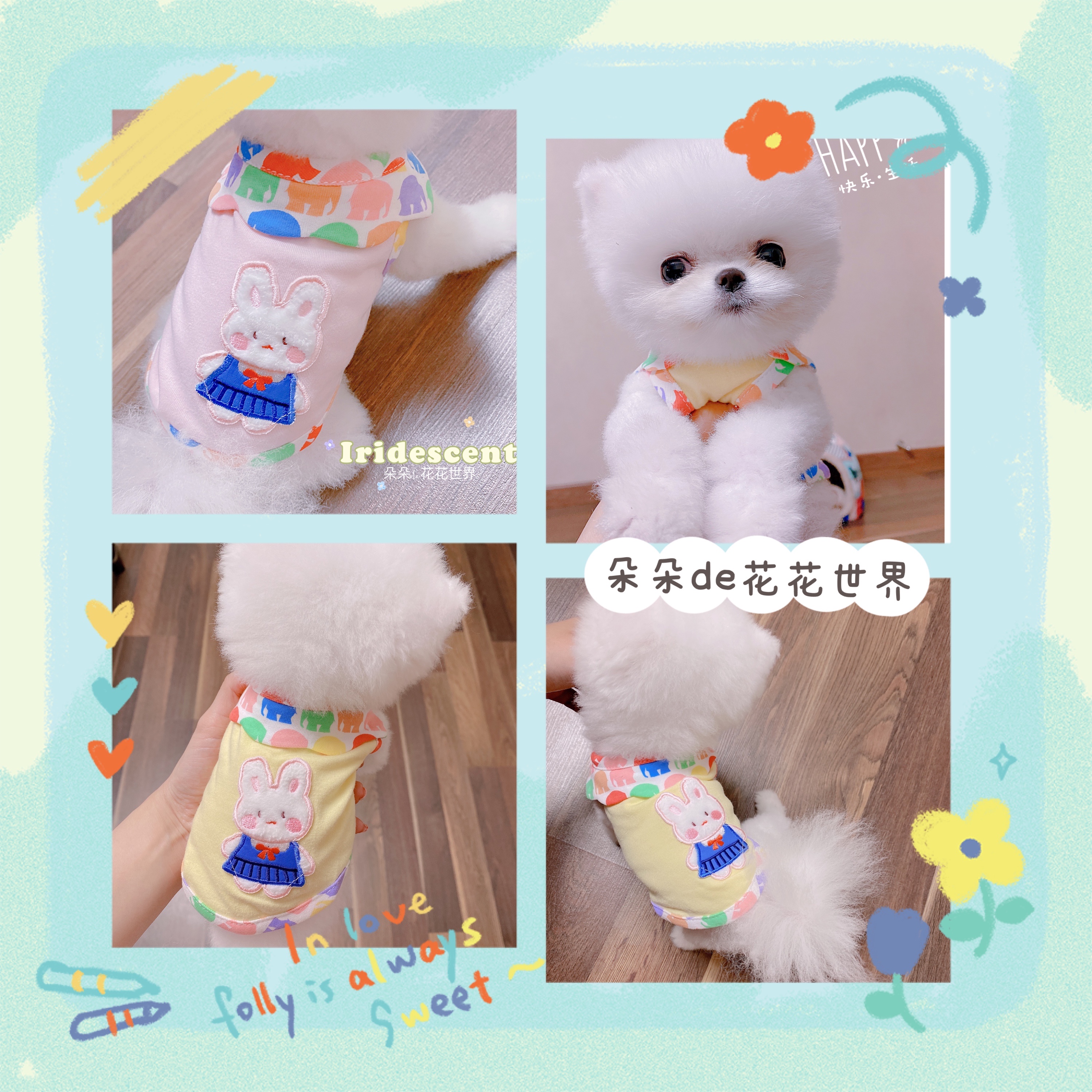 Spring/summer pet cat dog clothes Teddy Yorkshire pony light thin small dog milk cotton cute short T-shirt