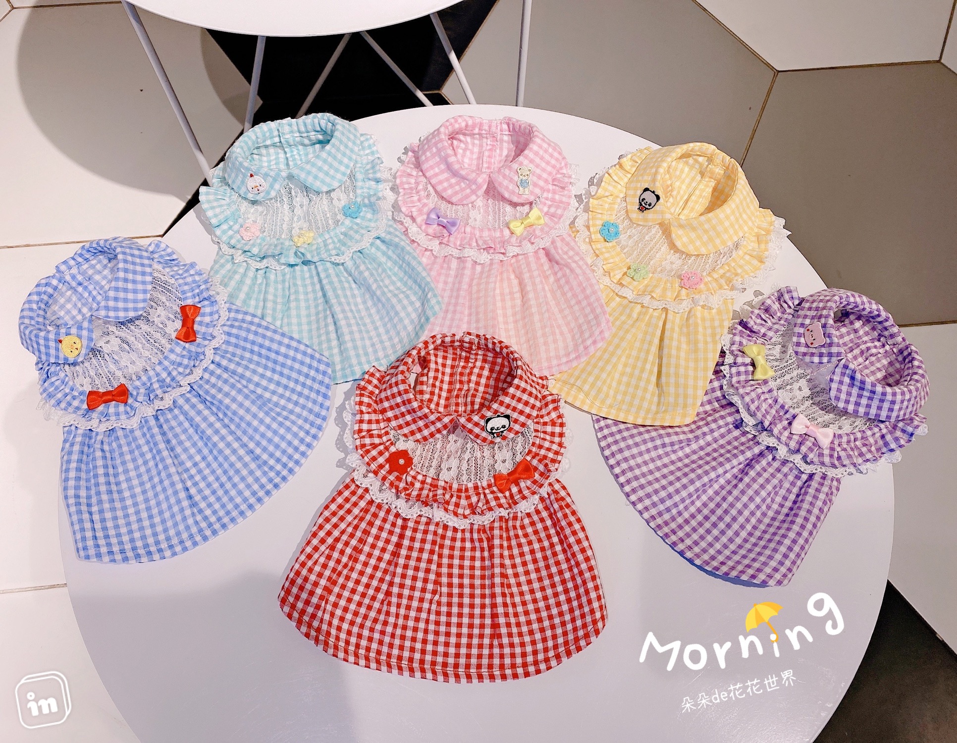 J spring and summer pet cat and dog clothes Teddy Yorkshire pony light mesh shirt cotton princess dress