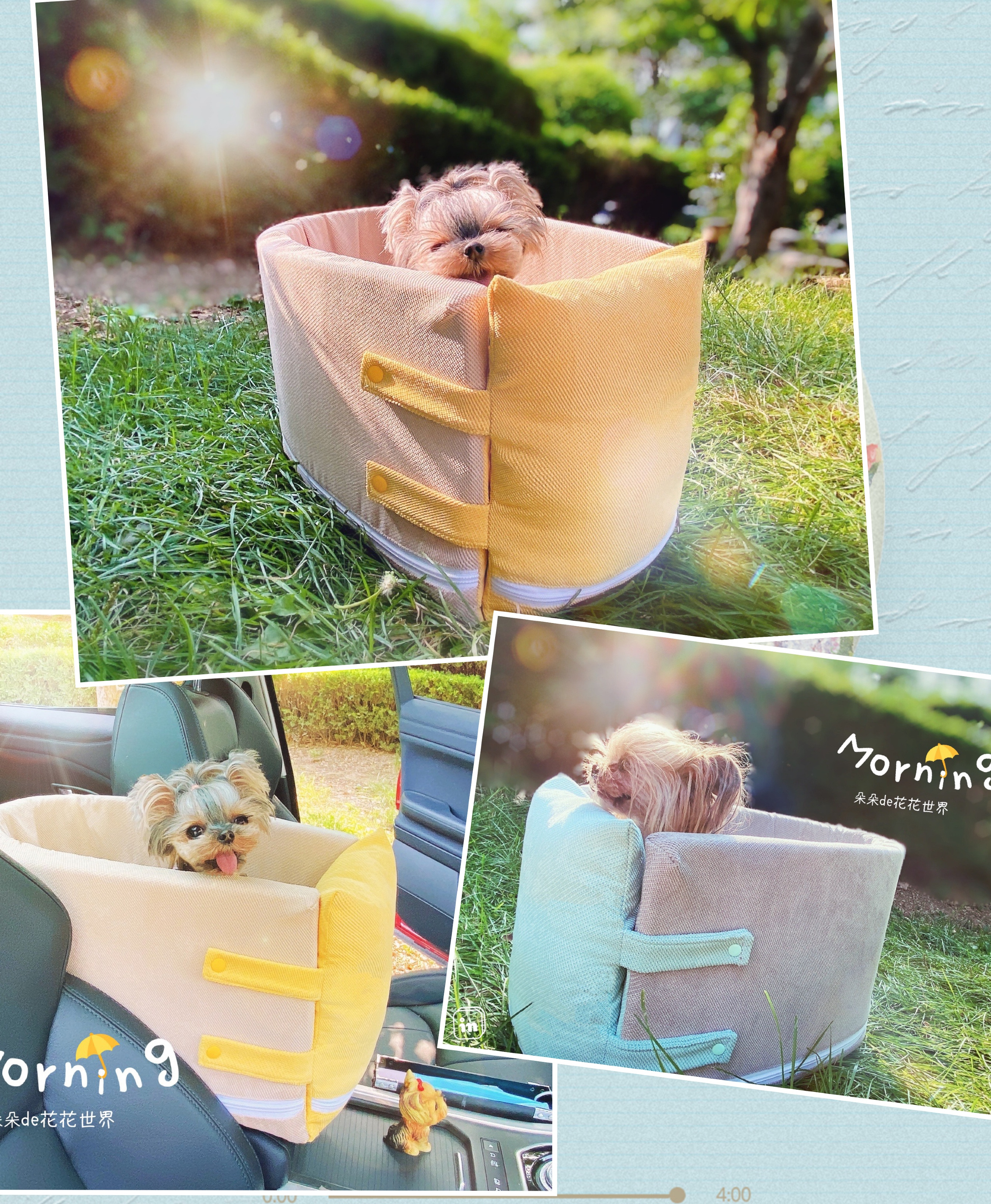 Korean Version Pet Cat Kennel Bed car with hand-box on-board cushion Car safety seat removable and anti-dirty