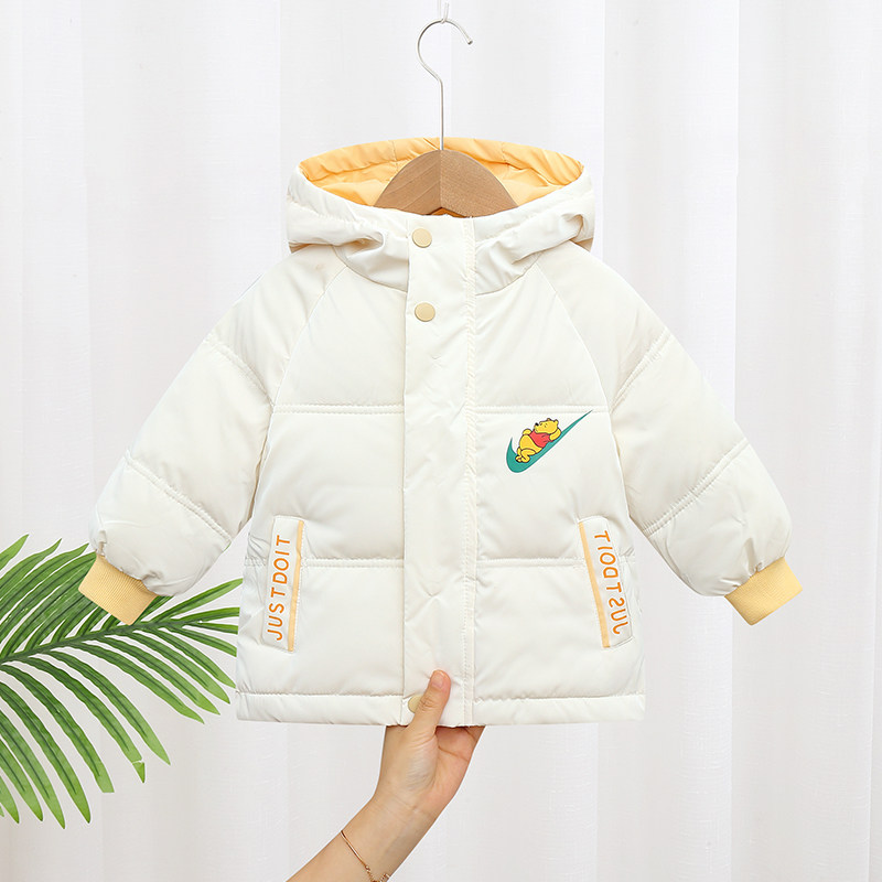 Children's down clothes free of washing 2021 winter clothing bright face girl boy white duck suede warm thickened baby waterproof jacket