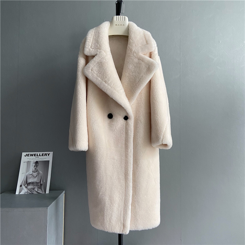 New Korean Style Loose Pure Wool Composite Fur Integrated Coat, Young Style Suit Collar Shearling Jacket for Women in Winter