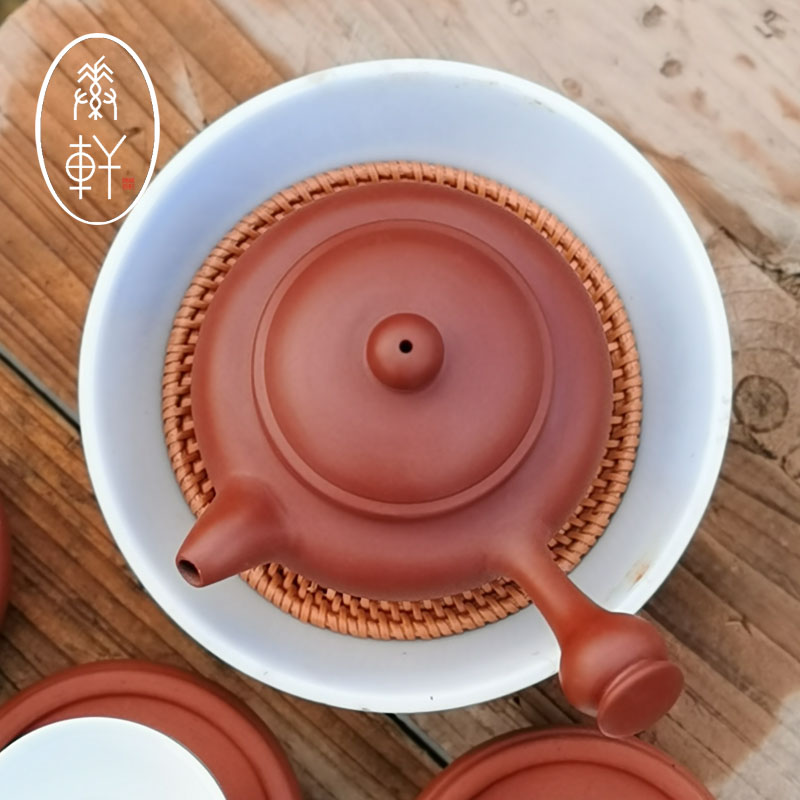 Chaozhou home raw ore vermilion clay unglazed Shantou side put traditional handmade teapot Fu Rong ceramic purple sand pot tea set