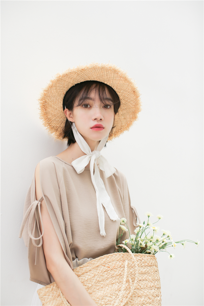 VK旗艦店 韓系雪紡百搭學院風襯衫短袖上衣