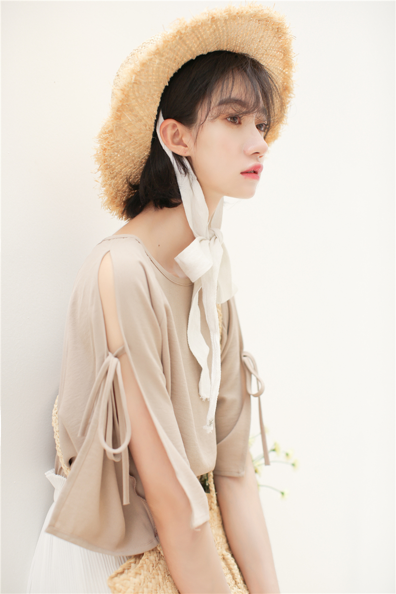 VK旗艦店 韓系雪紡百搭學院風襯衫短袖上衣