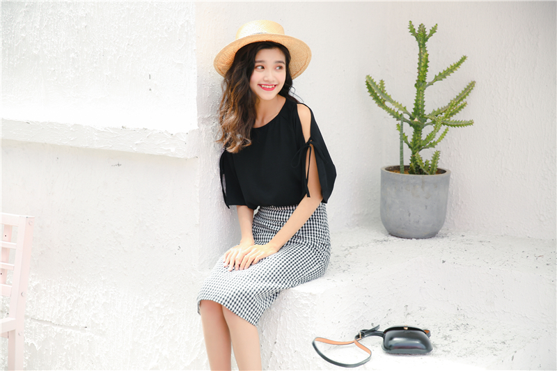 VK旗艦店 韓系雪紡百搭學院風襯衫短袖上衣