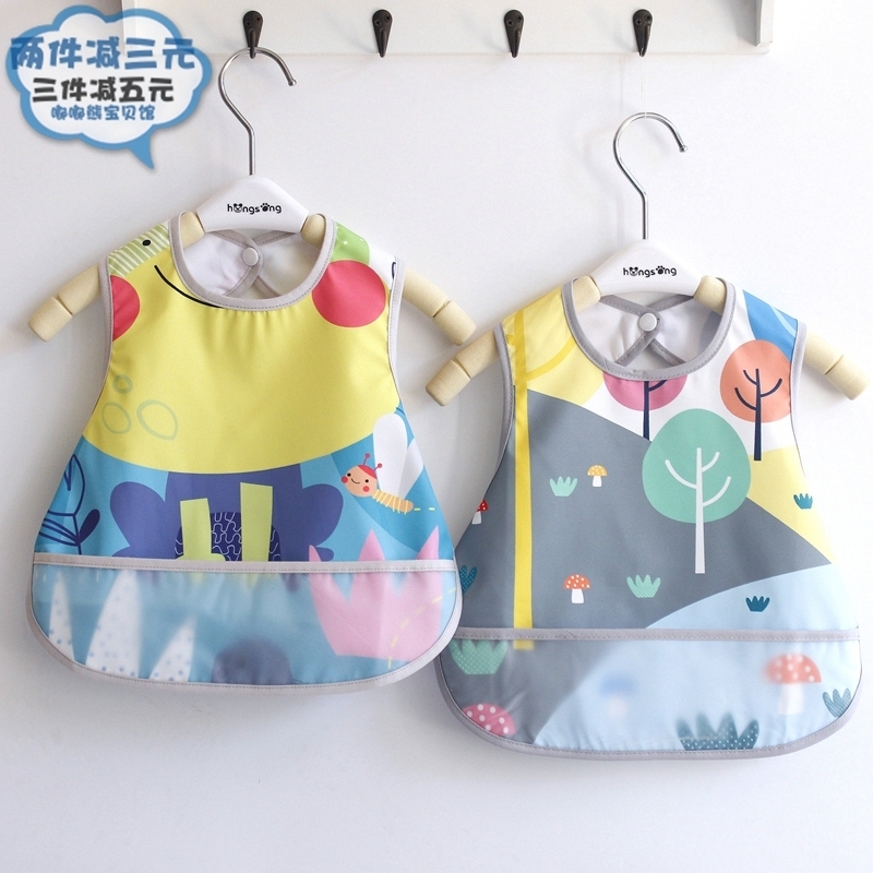 2021 new men's and women's baby snap lace waterproof bib rice pocket rice pocket baby bib bib bib 2 sets