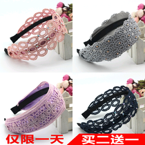 Korean lace openwork lace headband Retro hair accessories face wash woman hair band tooth hair hair headdress wide-brim hair band woman